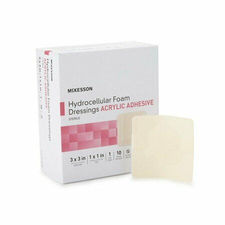 MCKESSON Adhesive Foam Dressing with Border, 3 x 3 Inch 16-4670